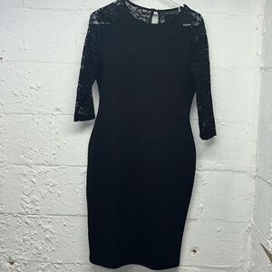 Dorothy Perkins midi dress with lace sleeve size 8 black